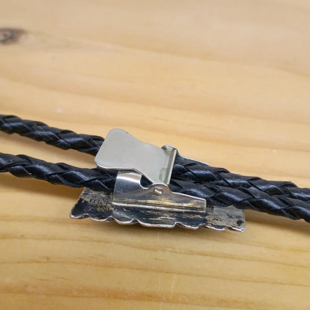 Zuni Pueblo Sterling Silver & Turquoise Bolo Tie RLB  Robert & Bernice Leekya